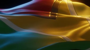Guyana Flag Close up Low Angled Perspective 3d render 