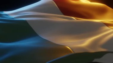 Hungary Flag, Close up, Low Side Angle with Warm Atmospheric Lighting, 3d render