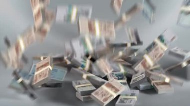 Algeria Banknotes Money Bundles Falling / Algerian dinar / Currency . / DZD