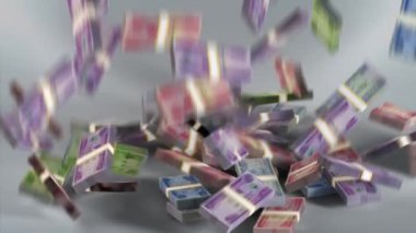 Ethiopia Banknotes Money Bundles Falling / Ethiopian birr / Currency Br  / ETB