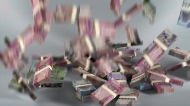 Botswana Banknotes Money Bundles Falling / Botswanian pula / Currency P / BWP
