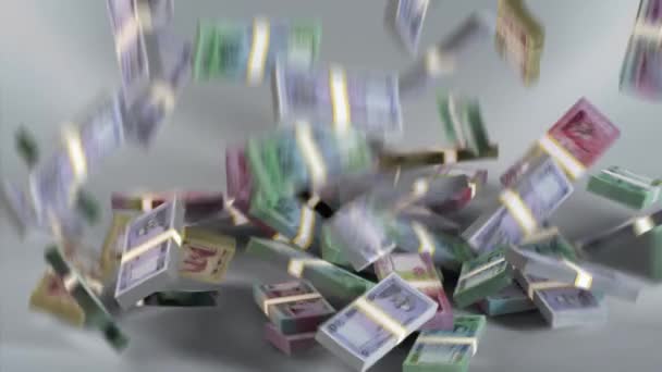 Bangladesh Banknotes Money Bundles Falling Bangladeshi Taka Currency Bdt — Stockvideo