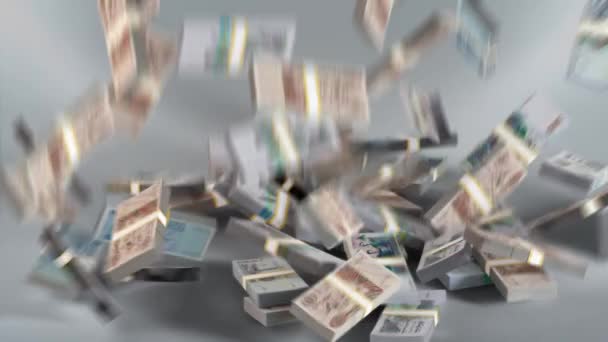 Algeria Banknotes Money Bundles Falling Algerian Dinar Currency Dzd — Video Stock