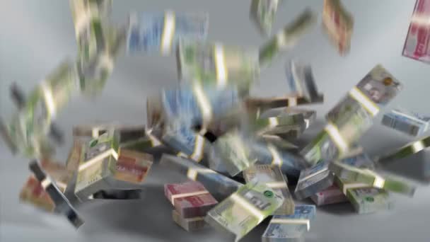Bahrain Banknotes Money Bundles Falling Bahraini Dinar Currency Bhd — Stok video