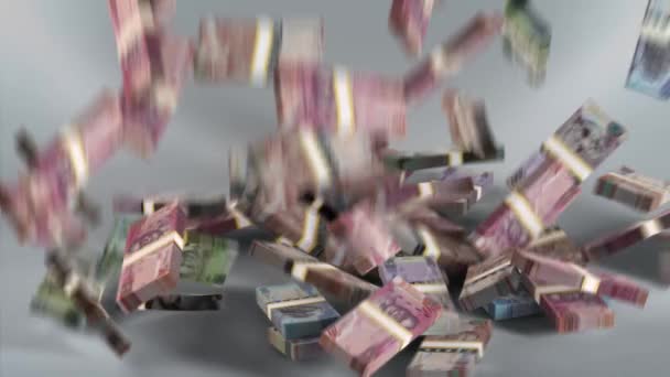 Botswana Banknotes Money Bundles Falling Botswanian Pula Currency Bwp — стокове відео