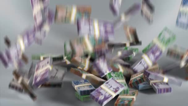 Barbados Banknotes Money Bundles Falling Barbadian Dollar Currency Bbd Bds — Video Stock