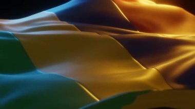 Mauritius Flag, Close up, Low Side Angle with Warm Atmospheric Lighting, 3d render