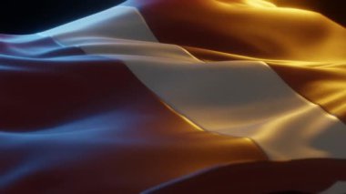 LatviaFlag, Close up, Low Side Angle with Warm Atmospheric Lighting, 3d render