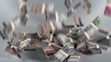 Uzbekistan Banknotes Money / Uzbekistani  so'm / Currency S' / UZS Bundles Falling