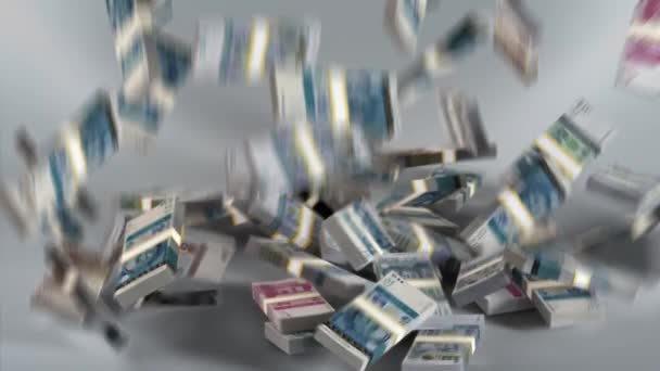 Tajikistan Banknotes Money Tajikistani Somoni Currency Tjs Bundles Falling — стоковое видео