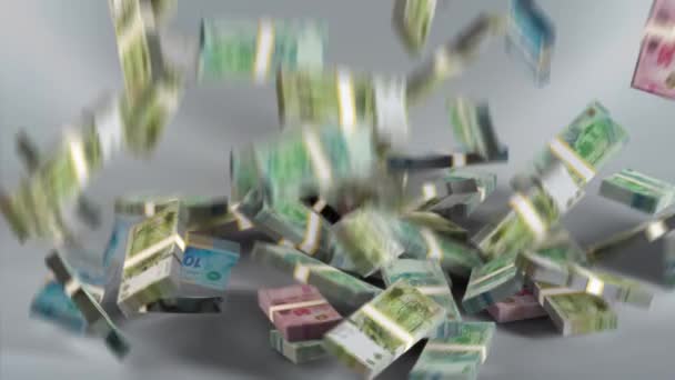 Tunisia Banknotes Money Tunisian Dinar Currency Tnd Bundles Falling — Stok video