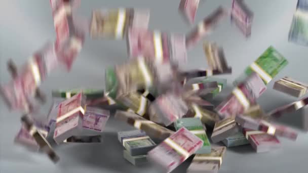 Uganda Bankovky Peníze Ugandský Šiling Měna Ush Ugx Balíčky Falling — Stock video