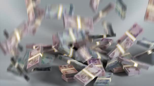 Банкноты Эмиратского Дирхама Оаэ Curerncy Aed Money Bundles Falling — стоковое видео