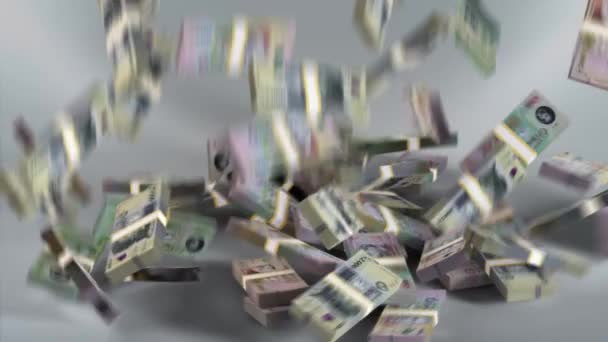 Uruguay Banknotes Money Uruguayan Peso Currency Uyu Bundles Falling — Stockvideo