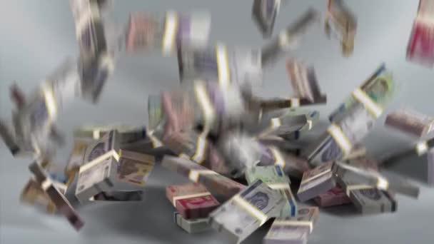 Uzbekistan Banknotes Money Uzbekistani Currency Uzs Bundles Falling — Stock Video
