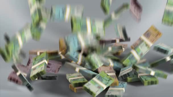 Yemen Banknotes Money Yemeni Rial Currency Yer Money Bundles Falling — Vídeo de Stock