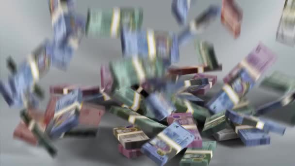 Oman Banknotes Money Omani Rial Currency Omr Bundles Falling — 图库视频影像
