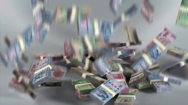 Paraguay Banknotes Money Paraguayan Guarani Currency Pyg Bundles Falling — стоковое видео