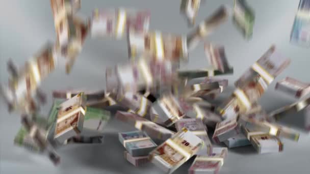 Peru Banknotes Money Peruvian Sol Currency Pen Bundles Falling — Video