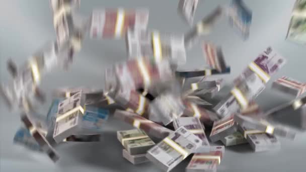 Russia Banknotes Russian Money Ruble Rouble Rub Bundles Falling — Vídeo de stock