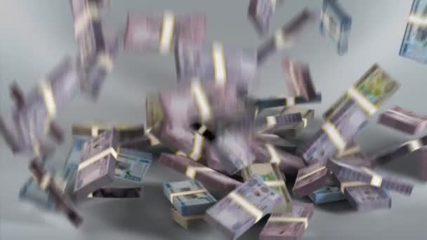 Rwanda Banknotes Money Rwandan Franc Currency Frw Rwf Bundles Falling — Stock Video