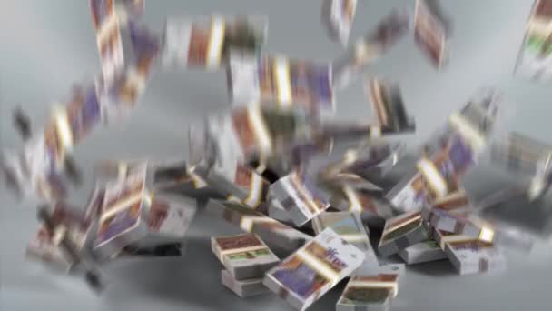 Észak Macedóniai Bankjegyek Macedón Pénz Dénár Mkd Den Bundles Falling — Stock videók