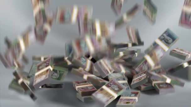 Mauritius Banknotes Money Mauritian Rupee Currency Mur Bundles Falling — Stockvideo