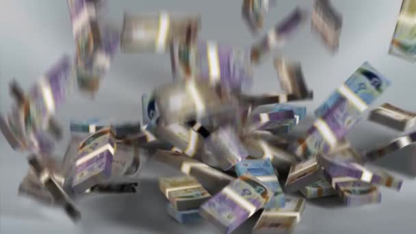 Mauritania Banknotes Money Mauritanian Ouguiya Currency Mru Bundles Falling — Stockvideo