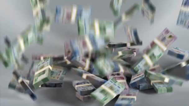 Мексиканские Банкноты Мексиканские Деньги Peso Mex Mxn Bundles Falling — стоковое видео