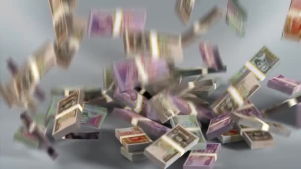 Moğolistan Banknotları Para Moğol Tgrg Para Birimi Mnt Paketleri Düşüyor — Stok video