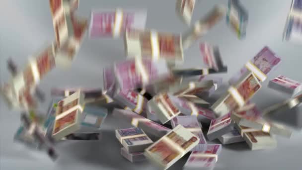Myanmar Burma Banknotes Money Kyat Currency Mmk Bundles Falling — Stockvideo