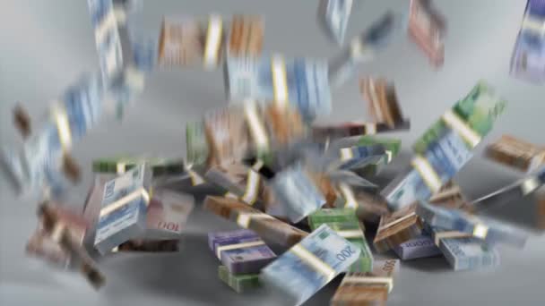 Norway Banknotes Norwegian Money Krone Nok Bundles Falling — стокове відео