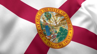 Florida Eyalet Bayrağı, ABD, Amerikan Bayrağı, 3D Render, Yakın plan