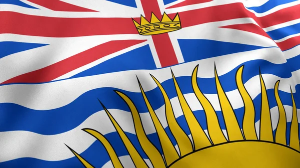 British Columbia Flag (Canada) close up, 3D Render