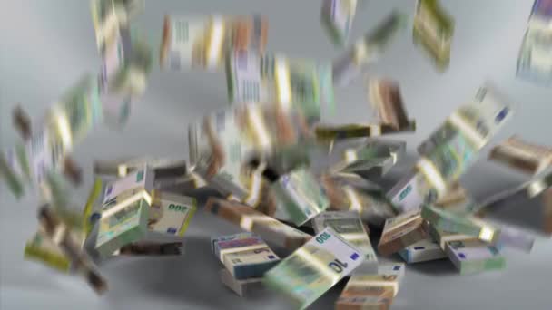 Eurosedlar Europeiska Unionens Pengar Eur Fallande Paket — Stockvideo