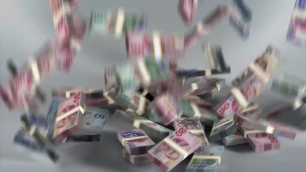 Georgië Geld Lari Gestapeld Geld Vallen Georgische Valuta — Stockvideo