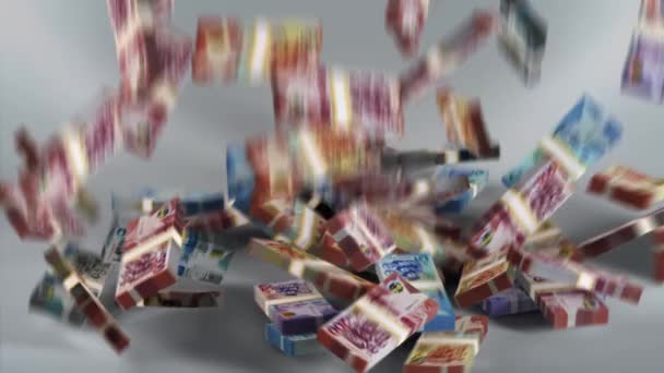 Banknotes Money Ghanaian Cedi Currency Ghs Bundles Falling — 비디오