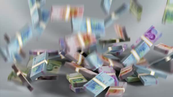 Banknoty Iranie Pieniądze Irański Rial Waluta Irr Pakiety Spadające — Wideo stockowe