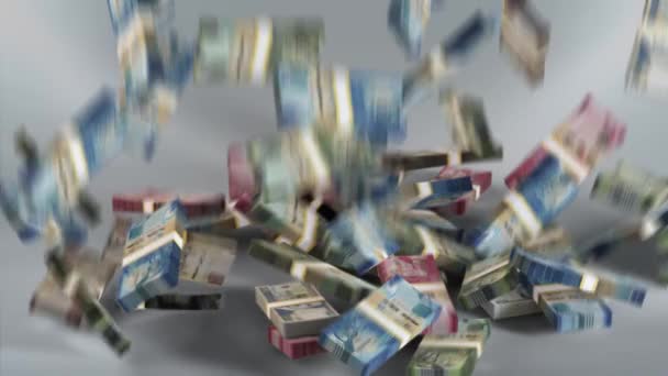 Billetes Kenia Dinero Chelín Kenia Paquetes Divisas Kes Cayendo — Vídeo de stock