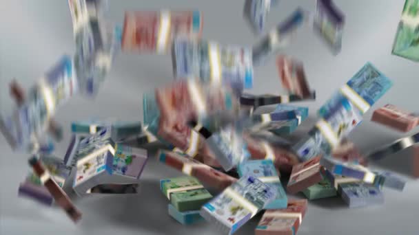 Kazakistan Banknotları Para Kazakistan Tenge Para Birimi Kzt Düşüşü — Stok video