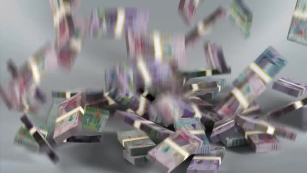 Kuwait Banknotes Money Kuwaiti Dinar Currency Kwd Bundles Falling — Stock Video
