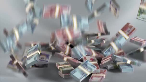 Laos Banknotes Money Lao Skip Валюта Lak Bundles Falling — стоковое видео