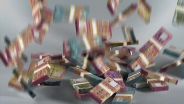 Uang Kertas Lebanon Pound Currency Lbp Bundles Falling — Stok Video