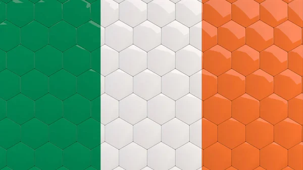Περίληψη Ιρλανδία Σημαία Εξάγωνο Ιστορικό Ιρλανδική Σημαία Κυψελίδα Γυαλιστερό Ανακλαστικό — Φωτογραφία Αρχείου