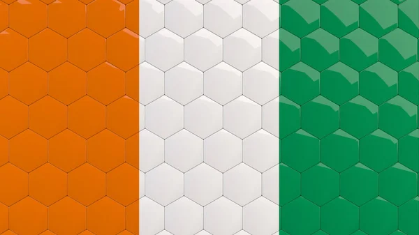 Abstract Ivory Coast Flag Hexagon Background Honeycomb Glossy Reflective Mosaic — Stock Photo, Image