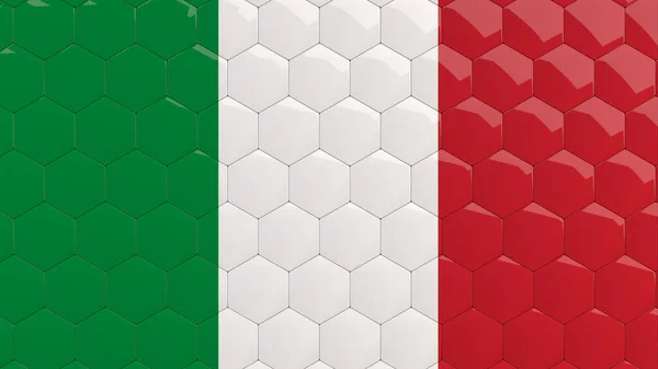 Sammanfattning Italien Flagga Hexagon Bakgrund Italienska Flagga Bikaka Glansiga Reflekterande — Stockfoto