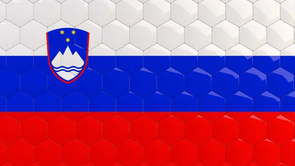 Abstract Slovenia Flag Hexagon Background Slovenian Flag honeycomb glossy reflective mosaic tiles 3D Render