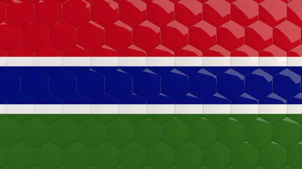 Soyut Gambiya Bayrağı Arkaplan Gambiya Bayrağı Bal Tarağı Yansıtıcı Yansıtıcı Mozaik Döşemeler 3D 