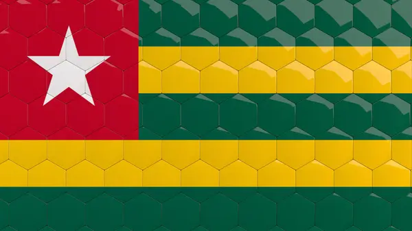 Soyut Togo Bayrağı Arkaplan Bal Tarağı Yansıtıcı Yansıtıcı Mozaik Döşemeler 3D 