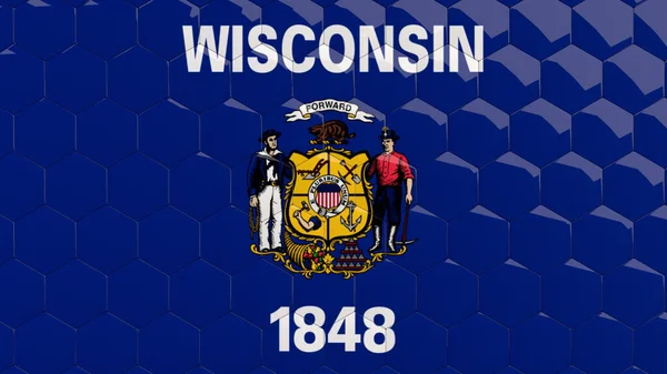 Wisconsin Eyaleti Sancak Arkaplan Bayrağı Amerikan Bayrağı Bal Peteği Parlak — Stok fotoğraf